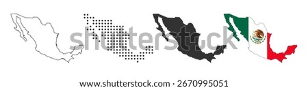 Mexico map flag collection on transparent background