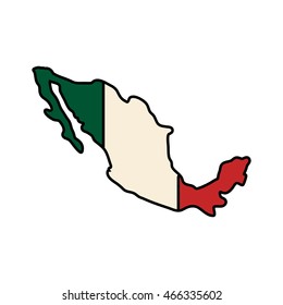 mexico map flag green white red icon. Isolated and flat illustration. Vector graphic