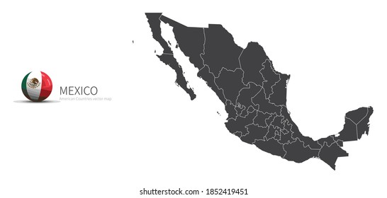 Mexico Map and Flag Icon
Map of American countries.