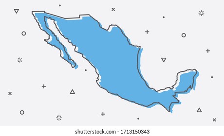 Mexico Map Flat Design Vector