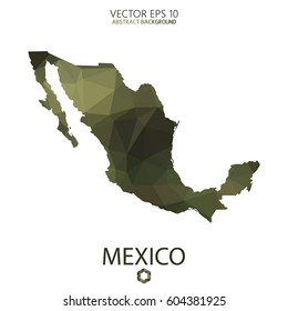 Mexico map in geometric polygonal military style.Abstract tessellation,modern design background. Vector illustration eps 10.