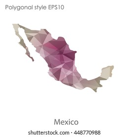 Mexico map in geometric polygonal style.Abstract gems trangle,modern design background. Vector illustration EPS10