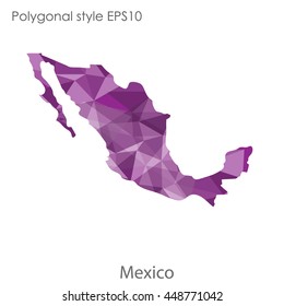 Mexico map in geometric polygonal style.Abstract gems trangle,modern design background. Vector illustration EPS10