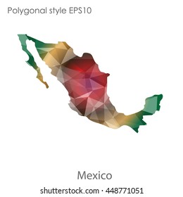 Mexico map in geometric polygonal style.Abstract gems trangle,modern design background. Vector illustration EPS10