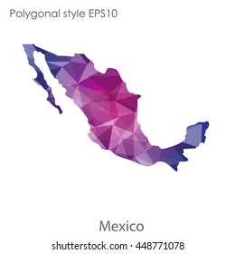 Mexico map in geometric polygonal style.Abstract gems trangle,modern design background. Vector illustration EPS10