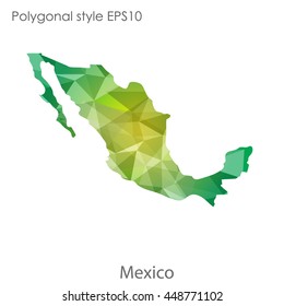 Mexico map in geometric polygonal style.Abstract gems trangle,modern design background. Vector illustration EPS10