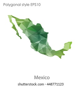 Mexico map in geometric polygonal style.Abstract gems trangle,modern design background. Vector illustration EPS10