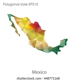 Mexico map in geometric polygonal style.Abstract gems trangle,modern design background. Vector illustration EPS10