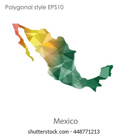 Mexico map in geometric polygonal style.Abstract gems trangle,modern design background. Vector illustration EPS10