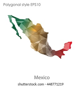 Mexico map in geometric polygonal style.Abstract gems trangle,modern design background. Vector illustration EPS10