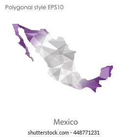 Mexico map in geometric polygonal style.Abstract gems trangle,modern design background. Vector illustration EPS10