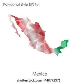 Mexico map in geometric polygonal style.Abstract gems trangle,modern design background. Vector illustration EPS10
