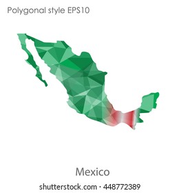 Mexico map in geometric polygonal style.Abstract gems trangle,modern design background. Vector illustration EPS10