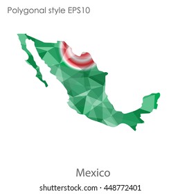 Mexico map in geometric polygonal style.Abstract gems trangle,modern design background. Vector illustration EPS10