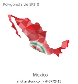 Mexico map in geometric polygonal style.Abstract gems trangle,modern design background. Vector illustration EPS10