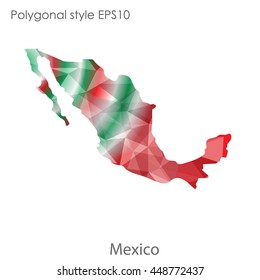 Mexico map in geometric polygonal style.Abstract gems trangle,modern design background. Vector illustration EPS10