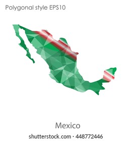 Mexico map in geometric polygonal style.Abstract gems trangle,modern design background. Vector illustration EPS10