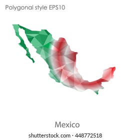Mexico map in geometric polygonal style.Abstract gems trangle,modern design background. Vector illustration EPS10
