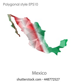 Mexico map in geometric polygonal style.Abstract gems trangle,modern design background. Vector illustration EPS10