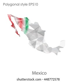 Mexico map in geometric polygonal style.Abstract gems trangle,modern design background. Vector illustration EPS10