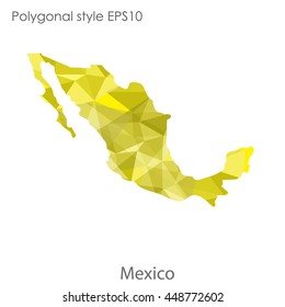Mexico map in geometric polygonal style.Abstract gems trangle,modern design background. Vector illustration EPS10