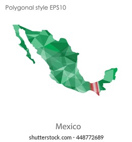Mexico map in geometric polygonal style.Abstract gems trangle,modern design background. Vector illustration EPS10