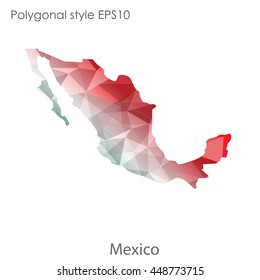Mexico map in geometric polygonal style.Abstract gems triangle,modern design background. Vector illustration EPS10