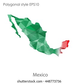 Mexico map in geometric polygonal style.Abstract gems triangle,modern design background. Vector illustration EPS10