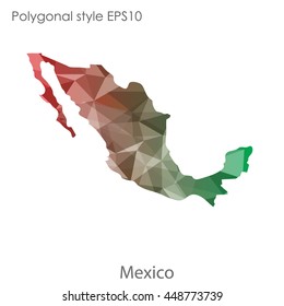 Mexico map in geometric polygonal style.Abstract gems triangle,modern design background. Vector illustration EPS10