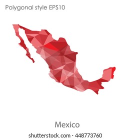 Mexico map in geometric polygonal style.Abstract gems triangle,modern design background. Vector illustration EPS10