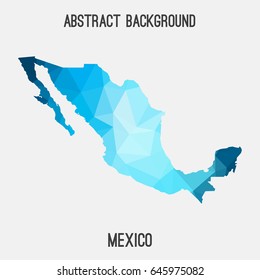 Mexico map in geometric polygonal,mosaic style in blue shades.Abstract tessellation,modern design background,low poly. Vector illustration.