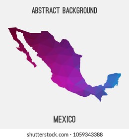 Mexico map in geometric polygonal,mosaic style.Abstract tessellation,modern design background,low poly. Geometric cover, mockup. Vector illustration.