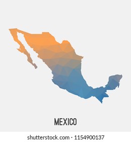 Mexico map in geometric polygonal,mosaic style.Abstract tessellation,modern design background,low poly. Geometric cover, mockup. Vector illustration.