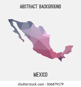 Mexico map in geometric polygonal,mosaic style.Abstract tessellation,modern design background,low poly. Vector illustration.
