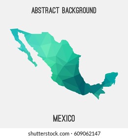 Mexico map in geometric polygonal,mosaic style.Abstract tessellation,modern design background,low poly. Vector illustration.