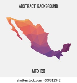Mexico map in geometric polygonal,mosaic style.Abstract tessellation,modern design background,low poly. Vector illustration.