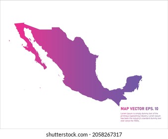 Mexico map gradient color . on white background. 