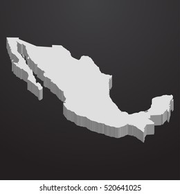 Mexico map in gray on a black background 3d