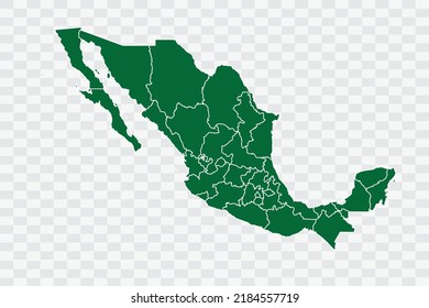 Mexico Map green Color on White Background quality files Png