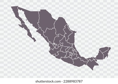 Mexico Map Grey Color on White Background quality files Png