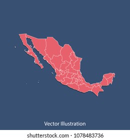 Mexico map - High detailed color map of Mexico. flat design style, clean and modern. Vector illustration eps 10