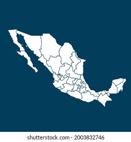 Mapa de México Alto detalle sobre fondo verde. color blanco. Resumen de la ilustración vectorial de diseño eps 10