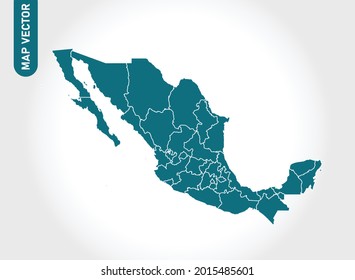 Mapa de México Alto detalle sobre fondo blanco. Resumen de la ilustración vectorial de diseño eps 10