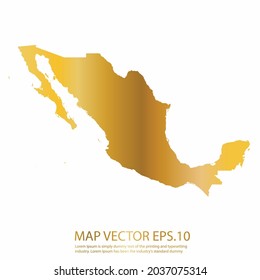 Mapa de México Alto detalle sobre fondo blanco. color de gradiente dorado. Resumen de la ilustración vectorial de diseño eps 10