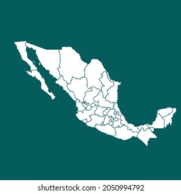 Mexico map High Detailed. white color. on green background. Abstract design vector illustration eps 10