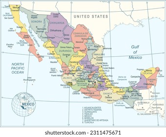 Mexico Map - highly detailed vector illustration