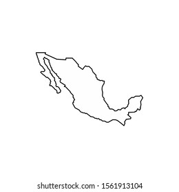 Mexico map icon  isolated on white background with black line. Vector illustration. EPS10