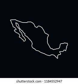 Mexico map icon. Outline illustration of Mexico map vector icon for web and advertising isolated on black background. Element of culture and traditions