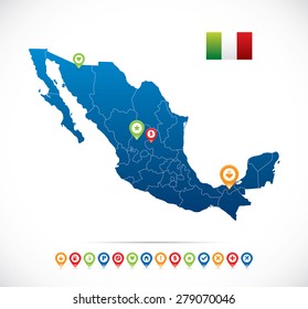 Mexico Map with Icons