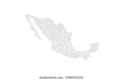 Mexico map illustration,isolated on white background for website layouts,background,education, precise,customizable,Travel worldwide,map silhouette backdrop,earth geography, political,reports.
